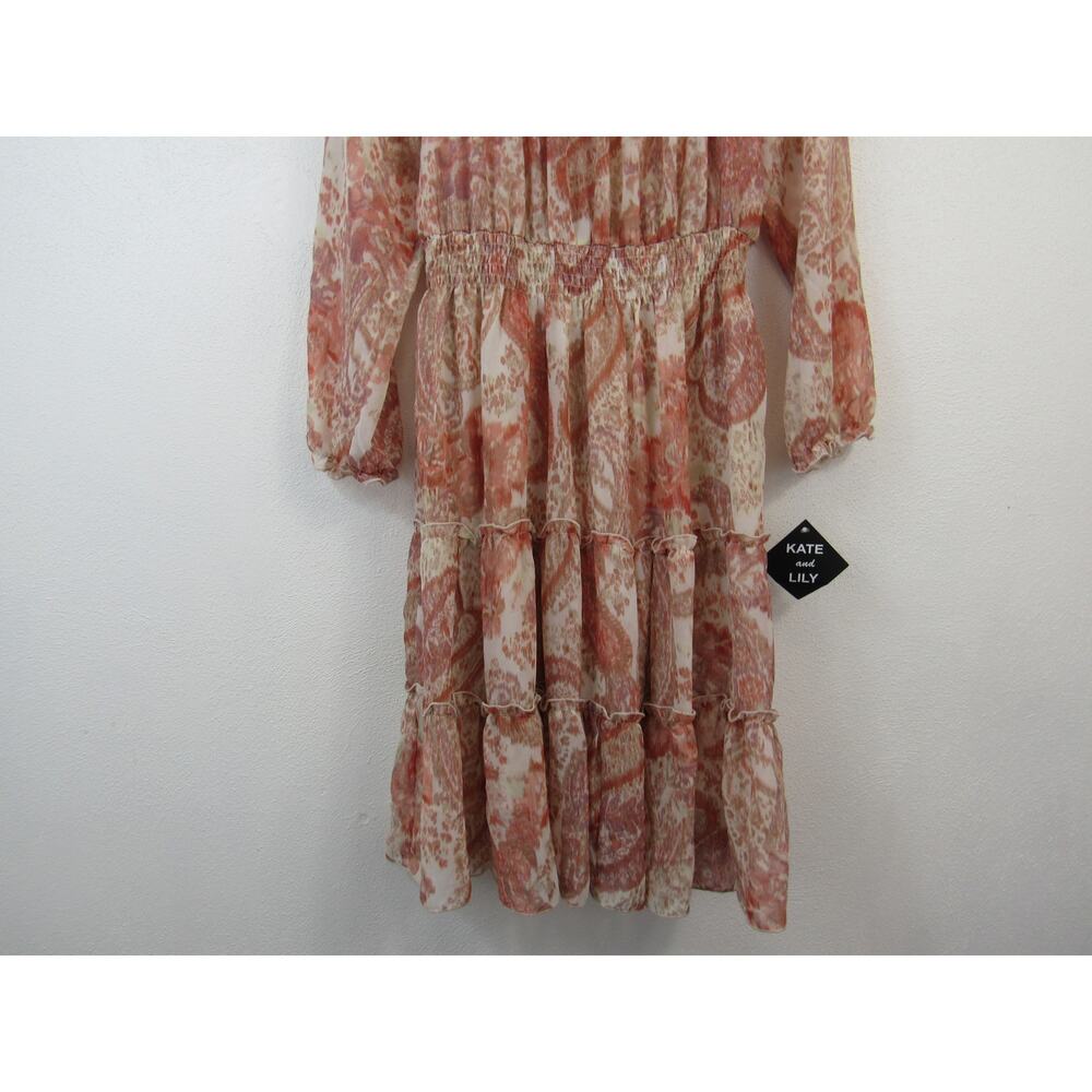 NWT Kate & Lily Size 14 Pink Smocked Waist Off The Shoulder Ruffle Midi Dress - Picture 5 of 8